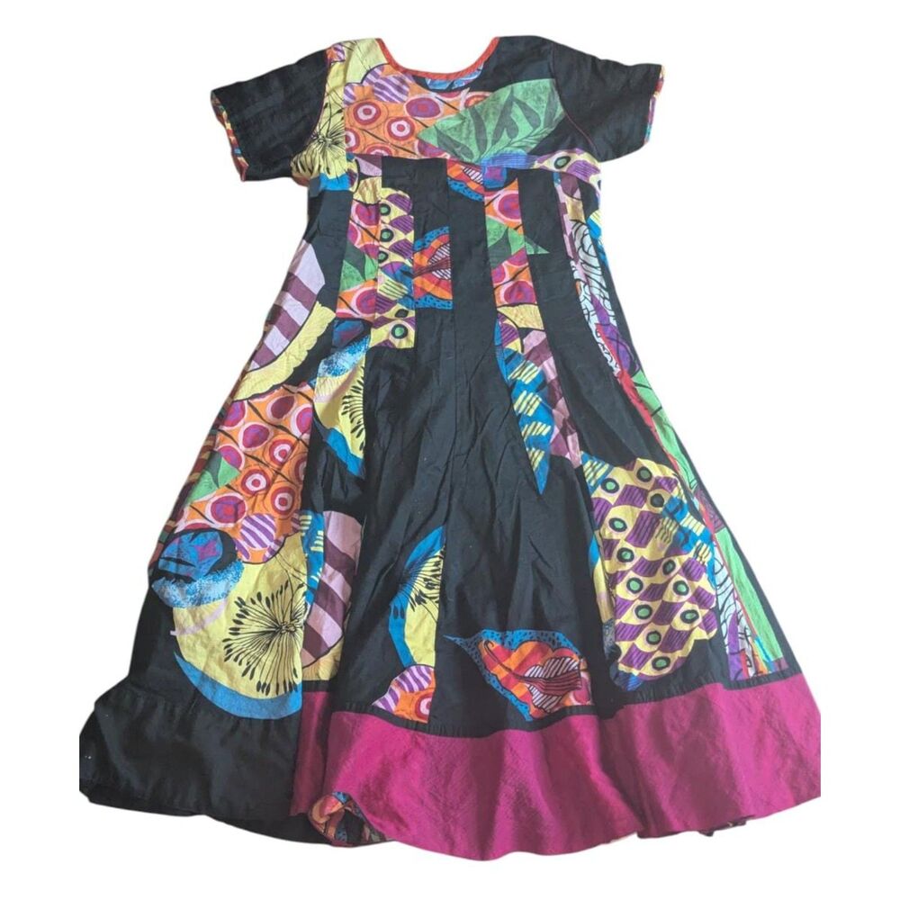 18 Fire Multi-Color Patchwork Embroidered Maxi Dr… - image 5